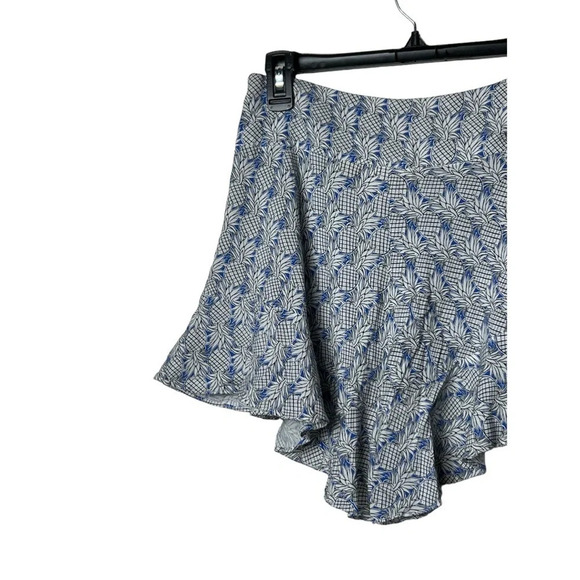 1715. ANTHROPOLOGIE MAEVE PINEAPPLE RUFFLE SHORTS SIZE 0 BLUE/WHITE/BLACK COLOR‎ - Picture 8 of 8